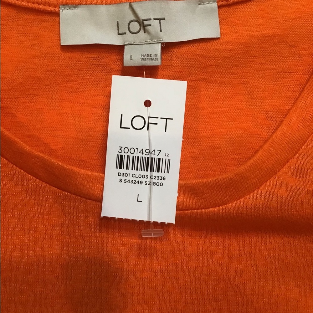 LOFT Orange Ribbed Tank Top with Ruffle - Picture 4 of 5